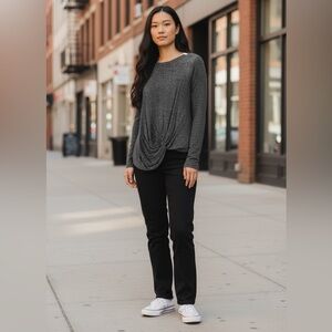 Twik by Simons, Front Twist Sweater, Small, Grey